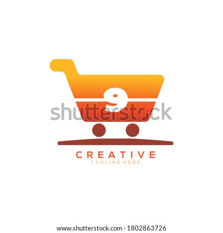 Number Nine Shopping Cart Orange Logo Icon