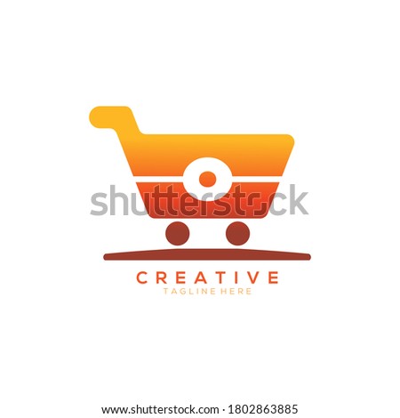 Number Zero Shopping Cart Orange Logo Icon