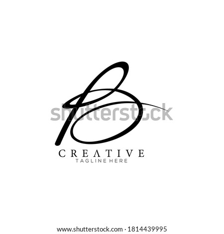 Stylish Letter B Monogram Signature Logo Design Template