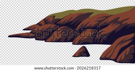 Cliff, vector sea rocky coast isolated on white background. Vector illustration in flat cartoon style Photo stock © 