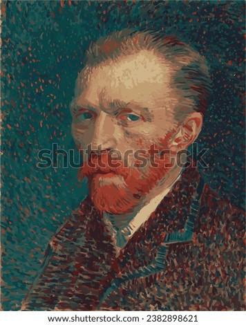 Portrait of Vincent Van Gogh vector. 3 colors Silhouette.
(1853-1890) Dutch post-impressionist painter known for 