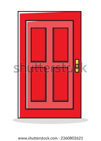 A minimalistic and inviting vector illustration featuring a classic red door