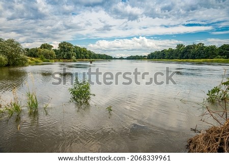 Similar – Foto Bild die Oder mit Grenzbrücken von oben