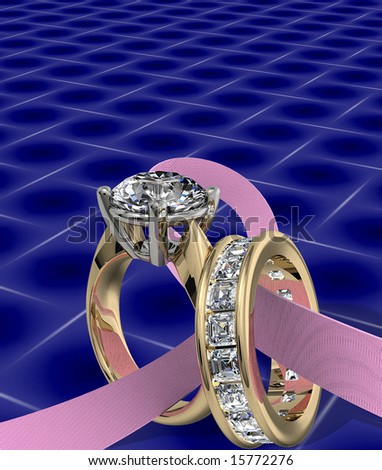 Diamond wedding ring set with ribbon