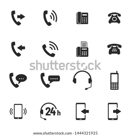 Vector icons: phone, fax, smartphone