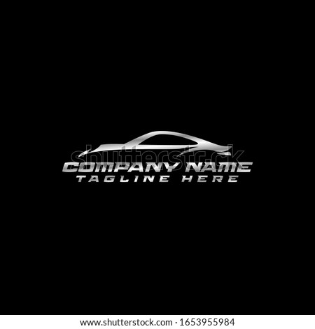 Logo Templates About Automotive Illustrated in the Silhouette of a Silver Porsche Car in Black Background with Elegant and Sporty Curved Lines