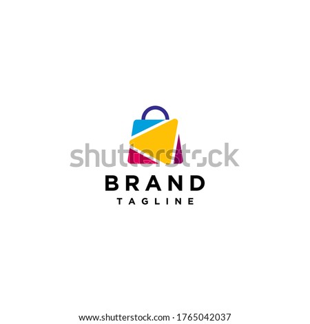 Logo Template That Describes Technology Or The Market That Makes It Easy For Customers To Quickly Find Daily Needs. Mosaic Shopping Bag With Up Arrow Icon Logo Design.