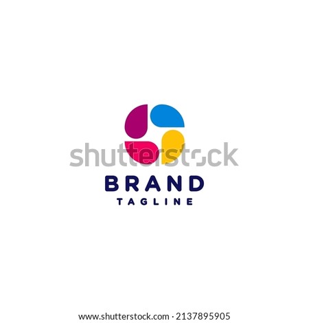 Simple Four Colorful Propeller Logo Design. Rotating Colorful Propeller Logo Design.