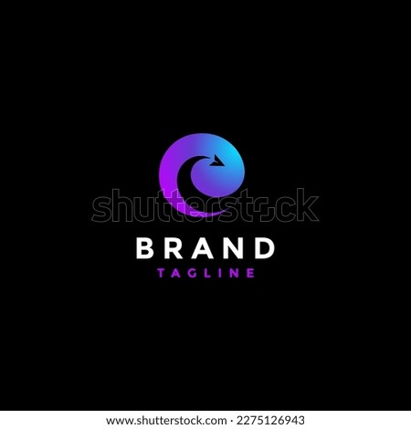 Triangle Symbol Glides Inside The Circle Shaped Letter E Logo Design. Triangle Symbol Glides Inside The Circle Shape Smile Emoticon Logo Design.