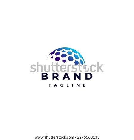 Simple Smart Dome Logo Design. Hexagons Forming A Geometric Dome Shield Symbol Design.