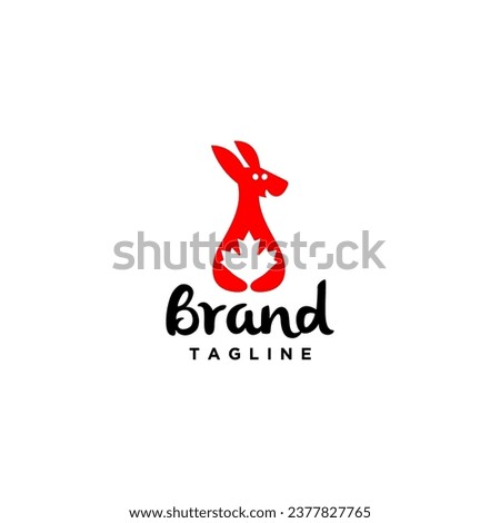 Kangaroo Hugging Maple Leaf Logo Design. Maple Leaf In Kangaroos Arms Logo Design.