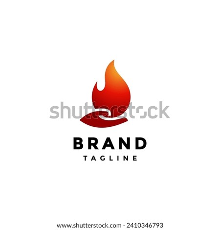 Hand Carrying Fire Embers Logo Design. Hand With Blazing Fire Symbol Logo Design.