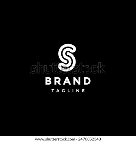 Continuous Initial Letter S Line Logo Design. Simple Initial Letter S Curved Lines Logo Design.