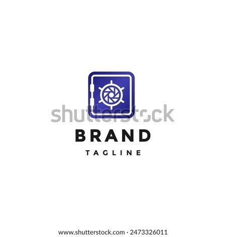 Simple Vault Photo Protection Logo Design. Vault Icon With Shutter Camera Door Handle Logo Design.