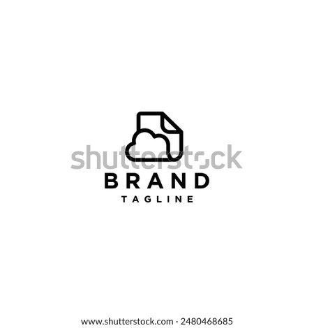 Simple Cloud Document Icon Logo Design. Simple Cloud Folder Line Logo Design.