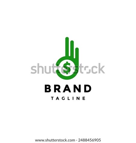 Simple Dollar OK Hand Message Logo Design. OK Hand Gesture with Dollar Currency Symbol Inside Logo Design.