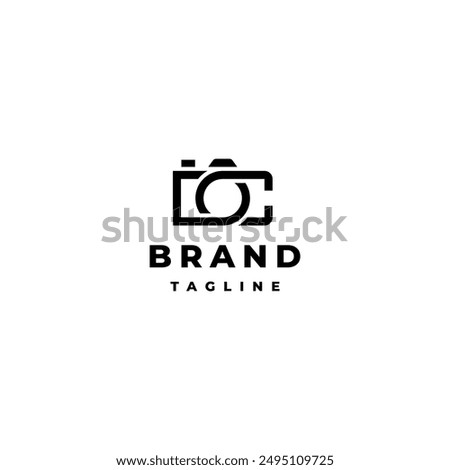 Initial Letter DC Forms Camera Icon Line Logo Design. Camera Icon From Simple Line Letter D And C Logo Design.