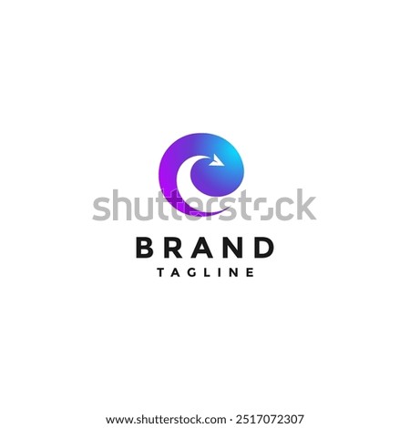 Simple Happy Travel Journey Logo Design. Triangle Gliding In Circle Forming Letter E Logo Design.