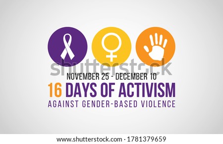 16 Days of Activism Against Gender-Based Violence is an international campaign to challenge violence against women and girls. The campaign runs every year from 25 November to 10 December. Foto stock © 