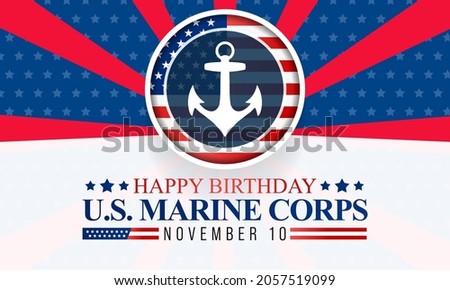 U.S. Marine Corps Birthday is observed every year on November 10th across United States of America, to show appreciation for the U.S. Marines. Vector illustration
