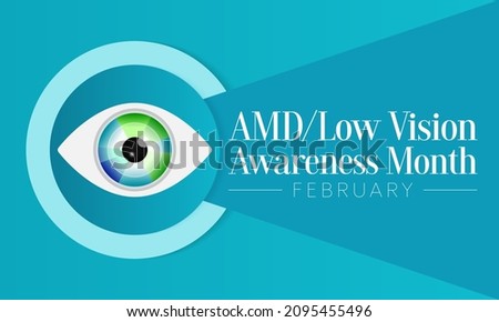 AMD Low vision awareness month is observed every year in February, Vector illustration