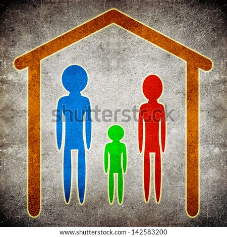 family and  home concept digital illustration