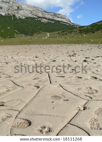 A mountain dry lake in italy