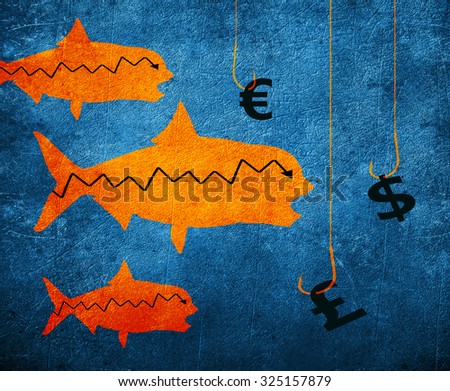 fish fishing hook and money symbol digital illustration