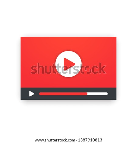 Video player symbol with shadow. Social media content. Player icon red color. Social media concept. Vector illustration. EPS 10