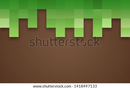 The concept of games. Pixel grass and ground background. Pixel background, wallpaper for printing. Vector illustration. EPS 10