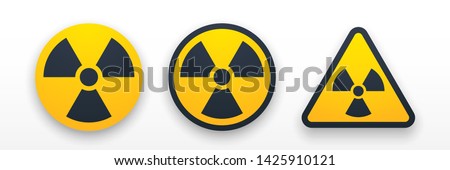 Set colorful radiation symbols. Radiation warning. Radiation web icons with shadow. Vector illustration. EPS 10