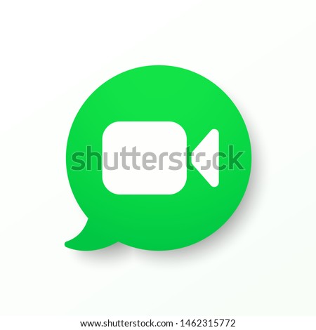 Mockup green button video call. Video camera icon. Video message web icon template, ui, app. Social network concept. Vector illustration. EPS 10