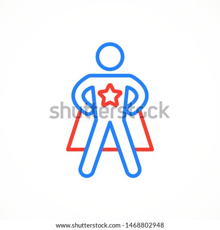 Superhero line icon. Hero symbol color. Superman mockup. Super dad template. Vector illustration. EPS 10