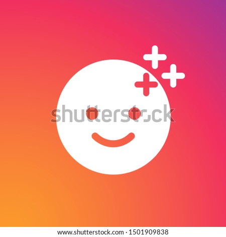White smile icon on a colorful background. Social media Instagram concept. Social media effects, app, ui. Web symbol, pictogram. Vector illustration. EPS 10