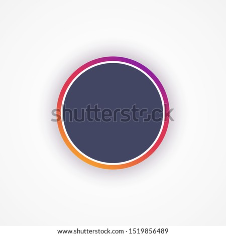 Template social media instagram icon avatar frame. Mockup dark circle with colorful frame for photo. Blank logo. Blogging. Vector illustration. EPS 10