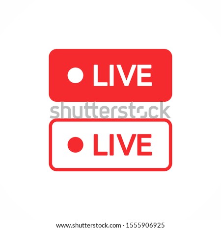 Red live buttons on a white background. Live symbol, badge, sign, label, sticker template. Social media concept. Vector illustration. EPS 10