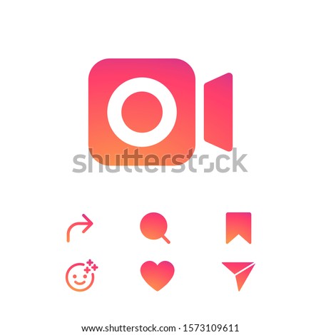 Set colorful gradient icons on a white background. Template web icons, symbols, signs stories. Social media Instagram concept. Vector illustration. EPS 10