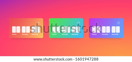 Templates colorful timer. Layouts elements social media countdown. Mockup stories stickers. Social media Instagram concept. Vector illustration. EPS 10