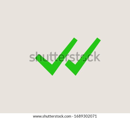 Check mark template green color. Two check sign ui, web element template. Messenger concept. Vector illustration. EPS 10