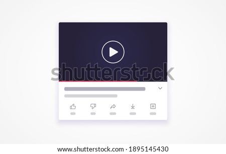 Multimedia player template with shadow. Blogging, video player. Social media concept. Vector illustration. EPS 10 Stock fotó © 