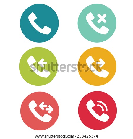 Colorful phone flat icon set
