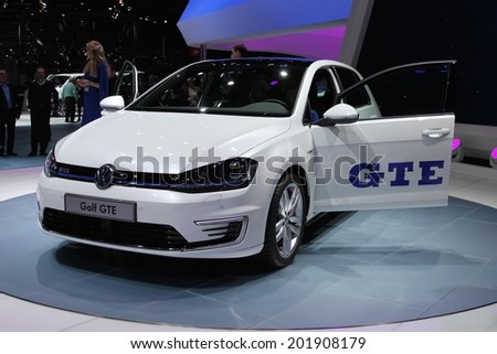 2014 Volkswagen Golf GTE presented  the 84th International Geneva Motor Show on March 4, 2014 in Palexpo, Geneva, Switzerland
