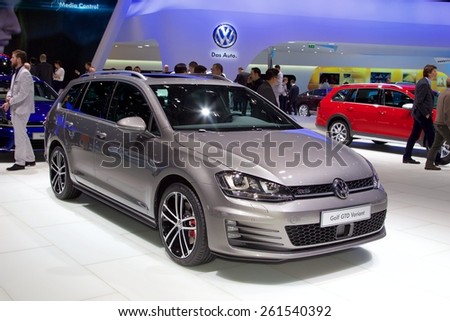 2015 Volkswagen Golf GTD Variant presented the 85th International Geneva Motor Show on March 3, 2015 in Palexpo, Geneva, Switzerland