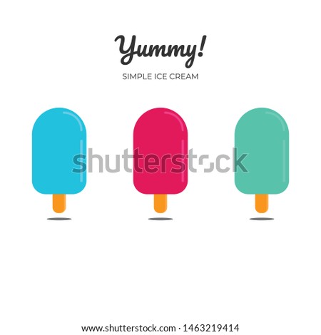 3 Simple Ice Cream illustration with different color