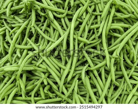 Image, Stock Photo Green beans in a bowl on yellow background with copy space