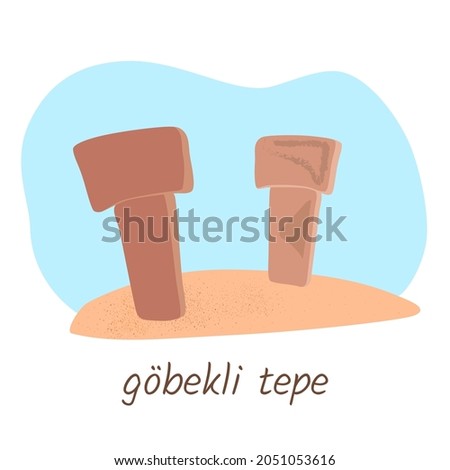 Cartoon image of Gobekli-tepe megaliths. Stok fotoğraf © 