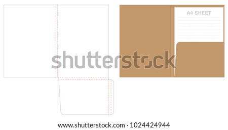 folder die cut mock up template vector