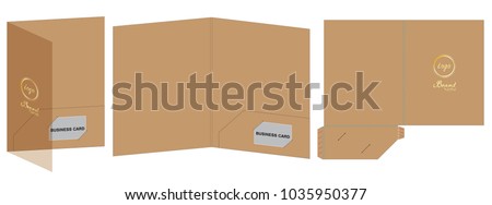 Folder die cut mock up template vector