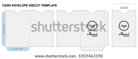 key card envelope die-cut template mockup vector