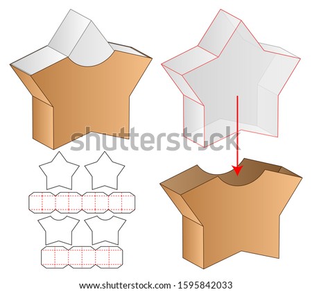 Star Shape Box packaging die cut template design